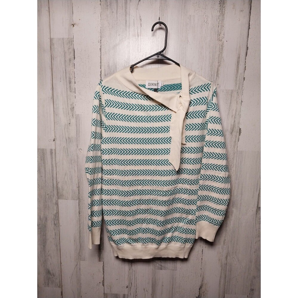 Oxknit Women's Large Apricot Striped Street Knit Polo Shirt NWT